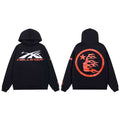 Hellstar Studios Black Front Arrow Logo Red Circular Portrait Hoodie Unisex Sweatshirt