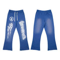 Hellstar Vintage Faded Blue Gothic Graphic Flared Sweatpants