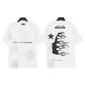 Hellstar Studios Starry Sky Flame Portrait Vintage Washed White Oversized T-Shirt Unisex Short Sleeve Tee