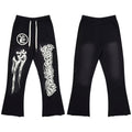 Hellstar Vintage Faded Black Gothic Totem Flared Sweatpants