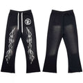 Hellstar Vintage Faded Black Totem Graphic Flared Sweatpants