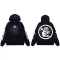 Hellstar Studios Black Cloud Wash Circular Flame Portrait Hoodie Unisex Sweatshirt