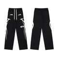 Vintage Washed Black Abstract Graphic Wide‑Leg Sweatpants