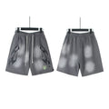 Hellstar Grey Black‑Flame Logo Streetwear Loose Casual Shorts