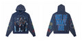 Vintage "Godspeed" Basketball Skeletons Oversized Blue Hoodie