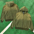 Vale Forever Embroidered Cross Full-Zip Hoodie (Khaki / Gothic Cross)