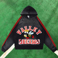 Vale Forever Vintage Sport Graphic Pullover Hoodie (Black / Red Stripes & Bee Applique)