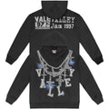 Vale Forever Graphic Pullover Hoodie (Washed Black / Rhinestone Chain & Cross Motifs)
