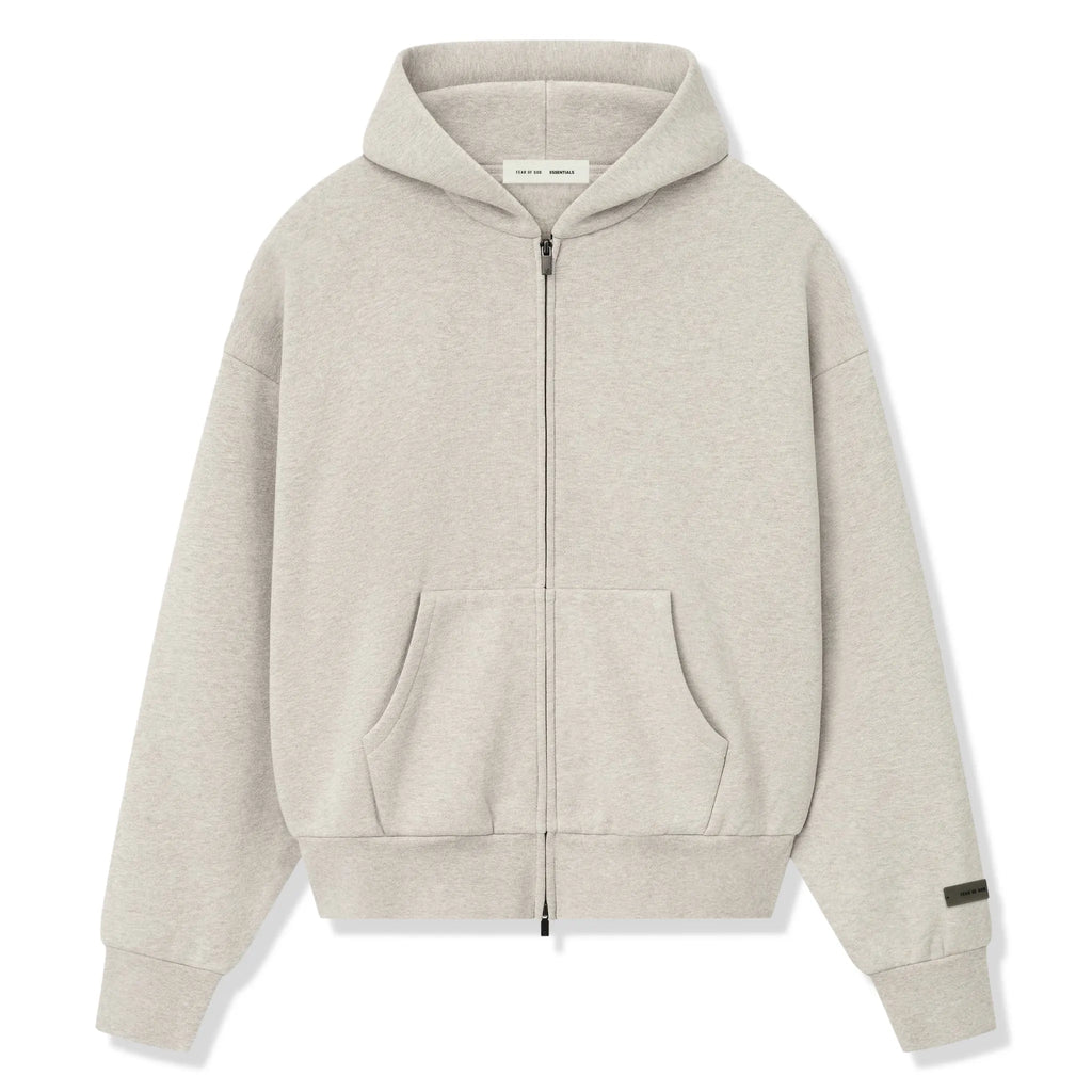 Fear Of God Essentials Classic Heather Stone Zip-Up Hoodie (SS25)